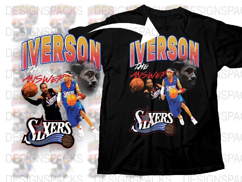 T-Shirt Hip Hop-Iconic Iverson The Answer Sixers Basketball Png Digital Download