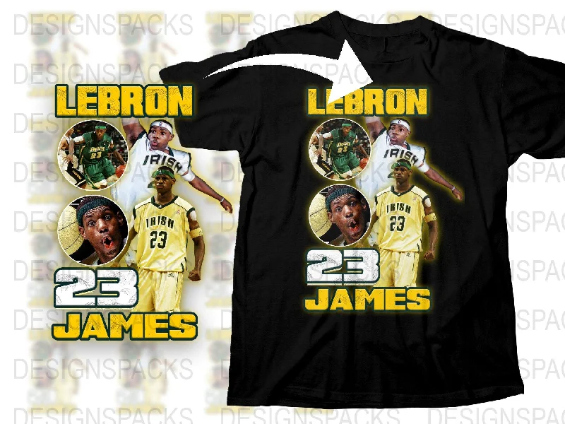 T-Shirt Viral-Retro Lebron James High School 23 Basketball Png Digital Download