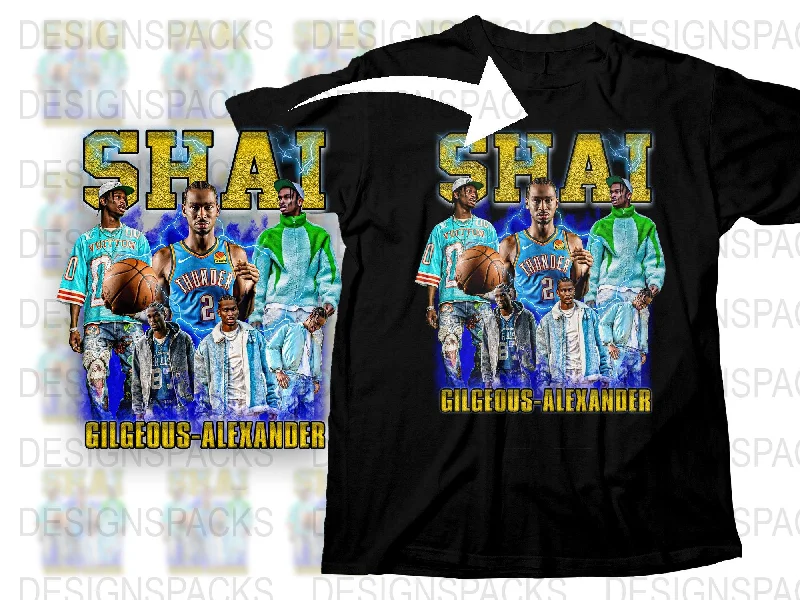 T-Shirt Wholesale-Shai Gilgeous Alexander Basketball Thunder Png Digital Download