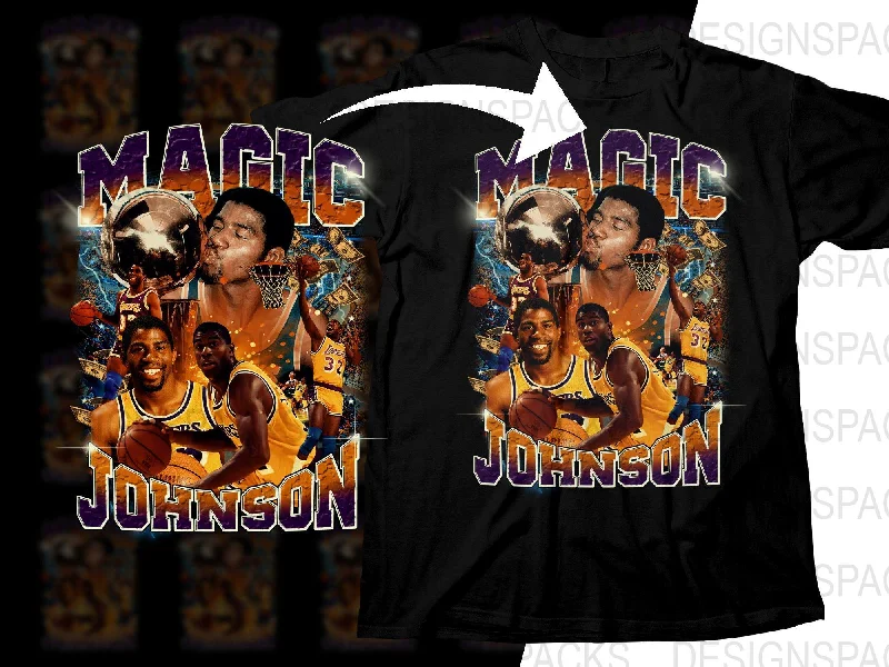 T-Shirt Music Band-Nostalgic Magic Johnson Lakers Basketball Legend Bootleg Png Digital Download