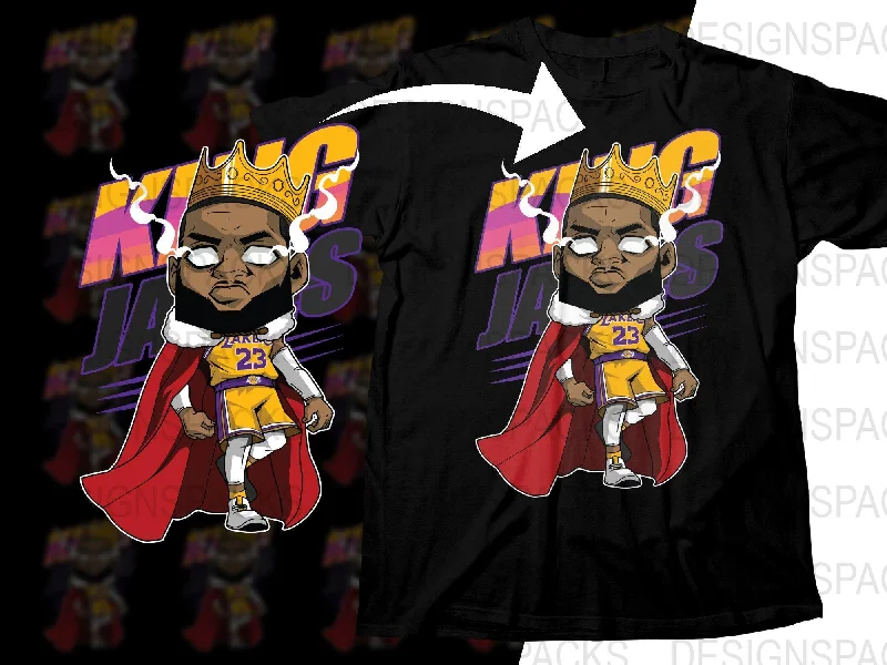 T-Shirt Quote-King Lebron James Cartoon Basketball Royalty Los Angeles Lakers Png Digital Download