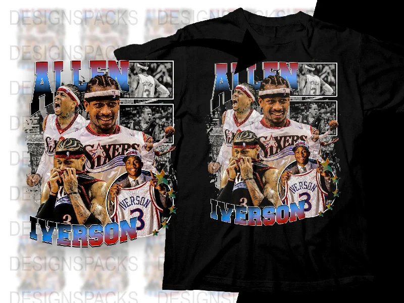 T-Shirt Performance-Iconic Allen Iverson Bootleg Design Png Digital Download