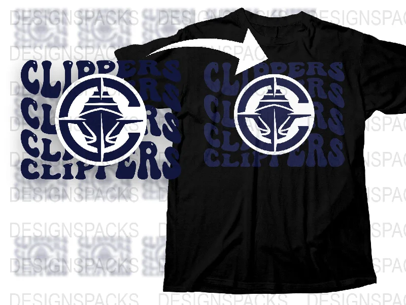 T-Shirt Boys-Los Angeles Clippers Wave Logo Design Png Digital Download