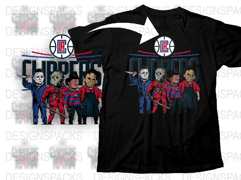 T-Shirt Short Sleeve-Horror Movie Villains Los Angeles Clippers Png Digital Download