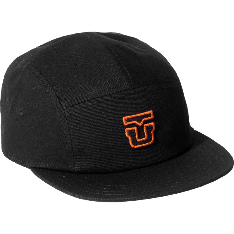 Hat Plaid-Union 5 Panel Hat Black Orange