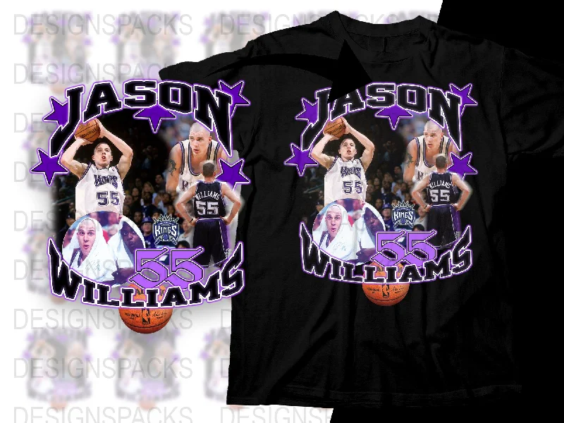 T-Shirt Silver-Vintage Basketball Star Jason Williams Print Png Digital Download