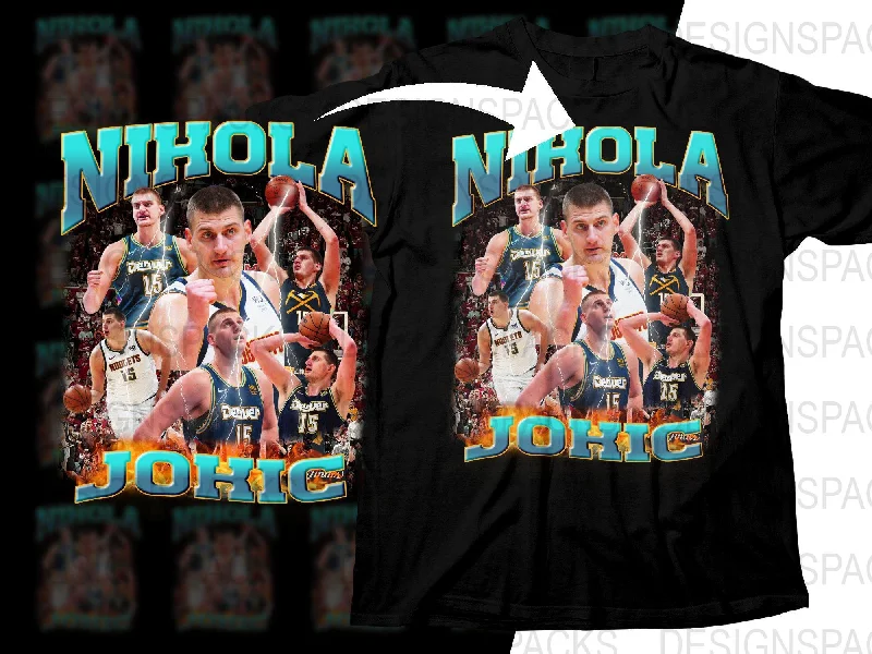 T-Shirt Striped-Nikola Jokic Highlights Basketball Legend Bootleg Png Digital Download