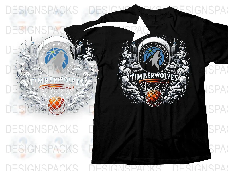 T-Shirt Quick-Dry-Minnesota Timberwolves Basketball Graphic Png Digital Download