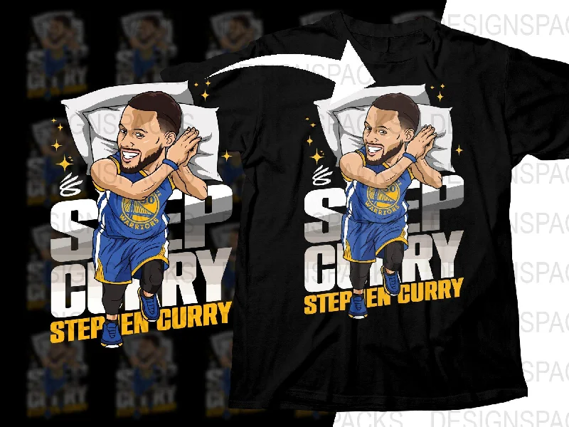 T-Shirt Loose Fit-Stephen Curry Cartoon Basketball Superstar Sleep Curry Png Digital Download