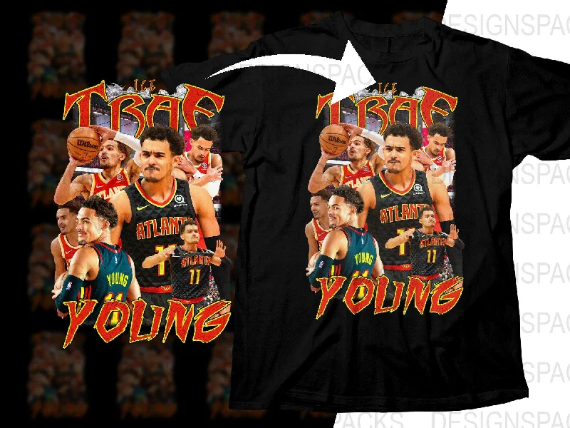 T-Shirt Polyester-Ice Trae Young Atlanta Basketball Star Bootleg Png Digital Download