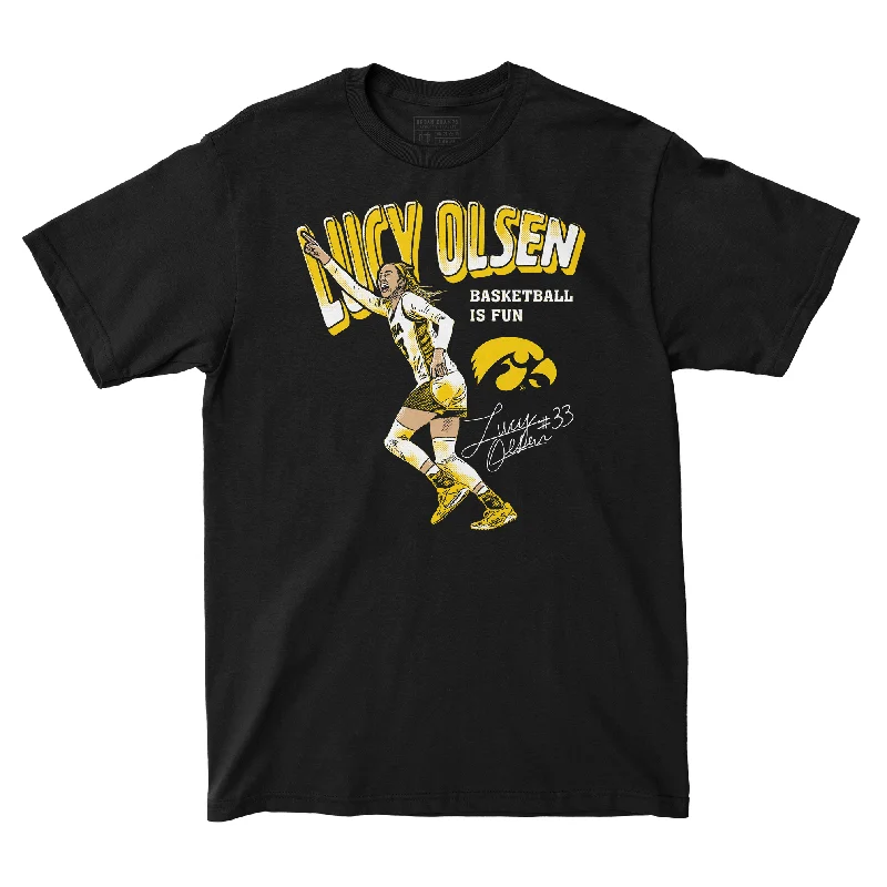 T-Shirt Green-EXCLUSIVE RELEASE: Lucy Olsen "Basketball is Fun" Cartoon Black Tee