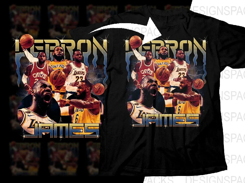 T-Shirt Fashion-Legendary Basketball Superstar Lebron James Bootleg Png Digital Download