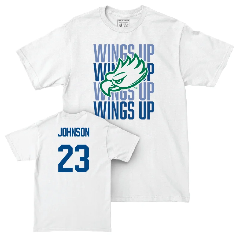 T-Shirt Team Spirit-Men's Basketball White Wings Up Tee - Dallion Johnson