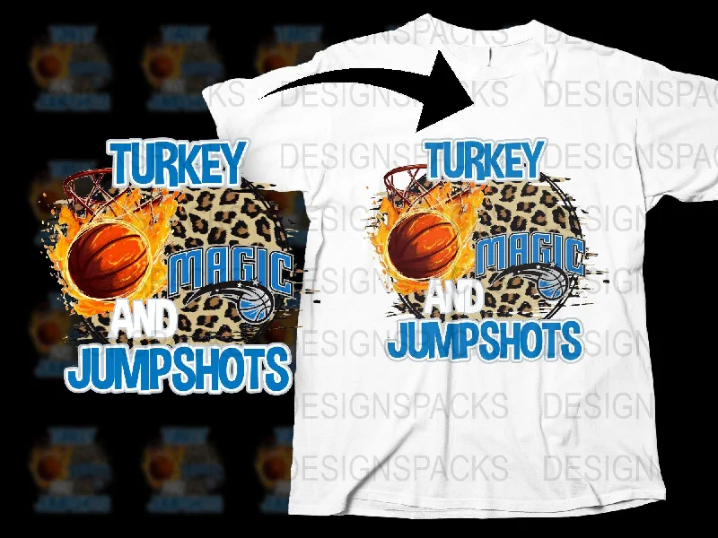 T-Shirt Budget-Friendly-Magic Thanksgiving Turkey and Basketball Png Digital Download