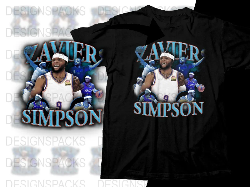 T-Shirt Tennis-Zavier Simpson Basketball Star Graphic Png Digital Download