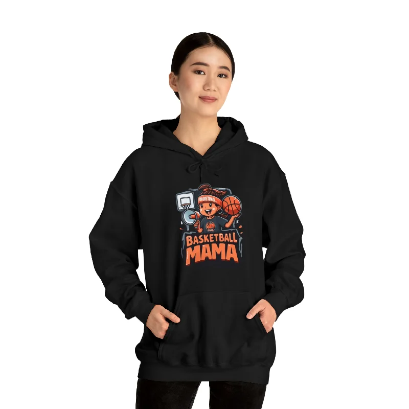 Hoodie College-Sporty Basketball Mama Graphic - Casual Athletic Mom Apparel Design - Mother's Day Gift Idea - Unisex Heavy Blend™ Hooded Sweatshirt