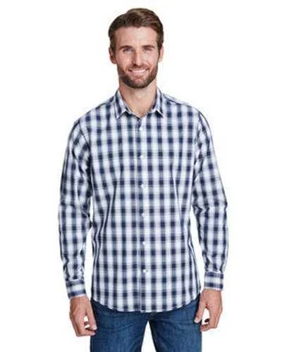 Button Down Shirts Personalized-Artisan Collection by Reprime RP250 Men's Mulligan Check Long-Sleeve Cotton Shirt - White Navy