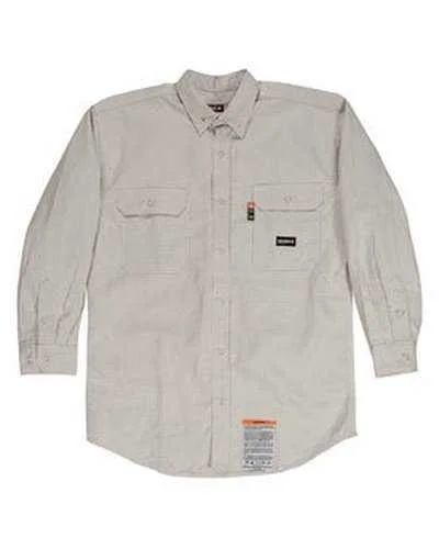 Button Down Shirts Black-Berne FRSH21 Men's Flame-Resistant Down Plaid Work Shirt - Khaki