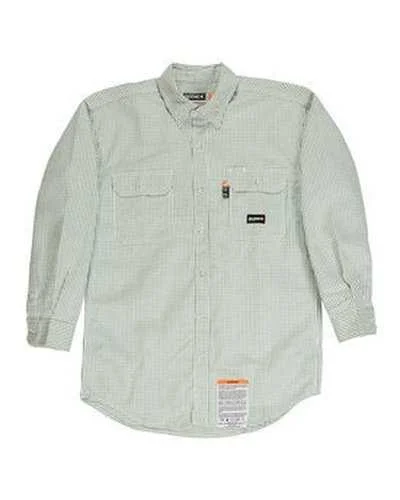 Button Down Shirts No Pocket-Berne FRSH21T Men's Tall Flame-Resistant Down Plaid Work Shirt - Green