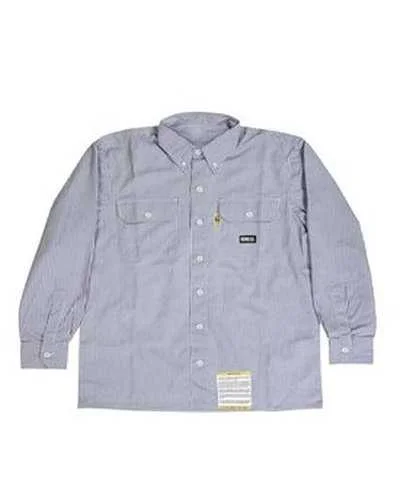 Button Down Shirts Wholesale-Berne FRSH21T Men's Tall Flame-Resistant Down Plaid Work Shirt - Navy