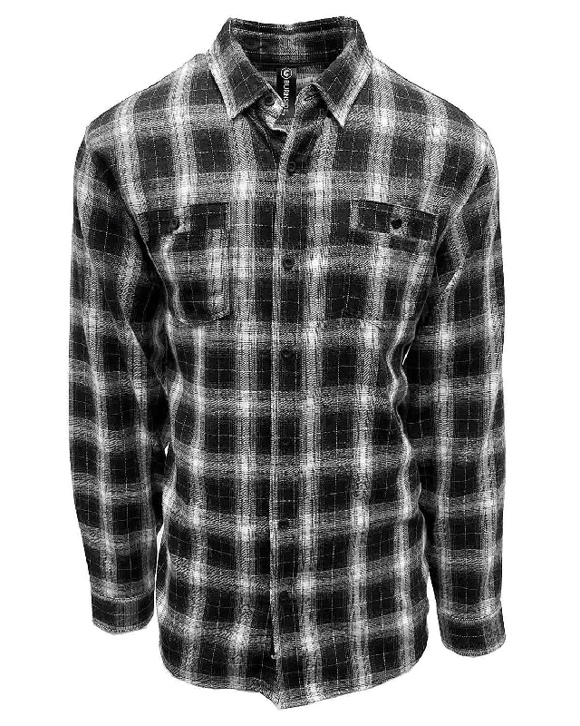 Button Down Shirts Sustainable-Burnside 8220 Perfect Flannel Work Shirt - Black White