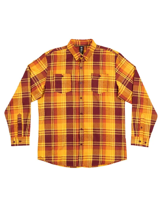 Button Down Shirts Ethical Fashion-Burnside 8220 Perfect Flannel Work Shirt - Cardinal Gold