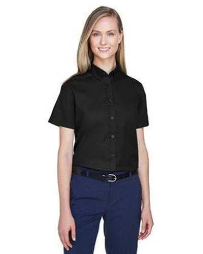 Button Down Shirts Artistic-Core 365 78194 Ladies' Optimum Short-Sleeve Twill Shirt - Black