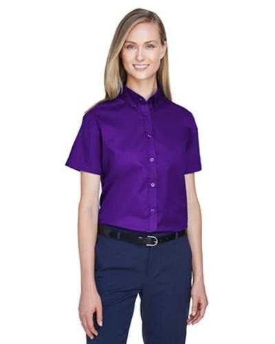 Button Down Shirts Christmas-Core 365 78194 Ladies' Optimum Short-Sleeve Twill Shirt - Campus Purple