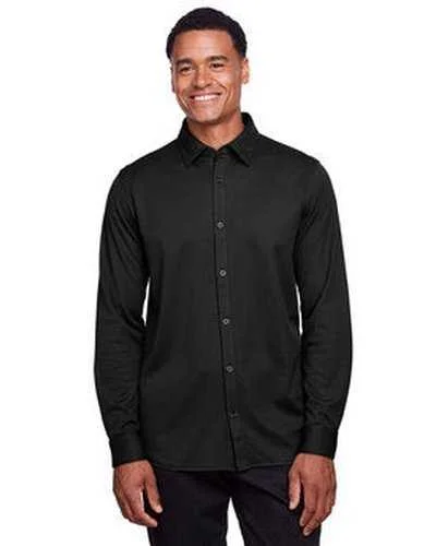 Button Down Shirts High Demand-Devon & Jones DG20Z Men's Crownlux Performance Plaited Button-Down Shirt - Black