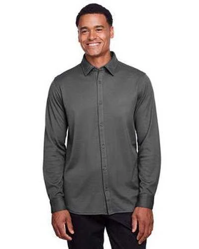 Button Down Shirts Summer Collection-Devon & Jones DG20Z Men's Crownlux Performance Plaited Button-Down Shirt - Graphite