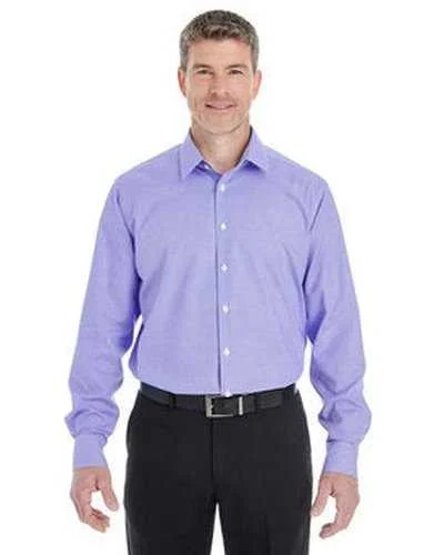 Button Down Shirts Anniversary-Devon & Jones DG532 Men's Crown Woven Collection RoyalDobby Shirt - Grape