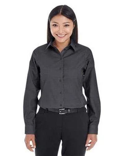 Button Down Shirts Christmas-Devon & Jones DG532W Ladies' Crown Woven Ccollection Royal Dobby Shirt - Black