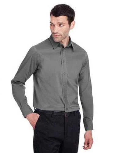 Button Down Shirts Father's Day-Devon & Jones DG560 Men's Crown Collection Stretch Broadcloth Slim Fit Shirt - Graphite