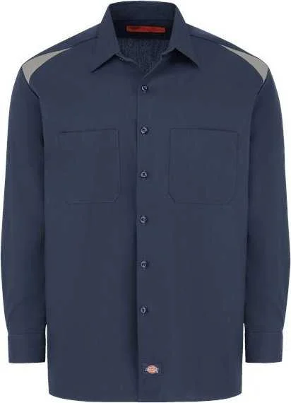 Button Down Shirts Luxury-Dickies 6605L Long Sleeve Performance Team Shirt - Long Sizes - Dark Navy Smoke