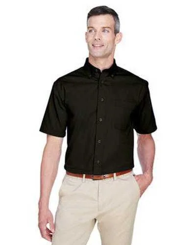 Button Down Shirts Collector's Item-Harriton M500S Men's Easy Blend Short-Sleeve Twill Shirt with Stain-Release - Black