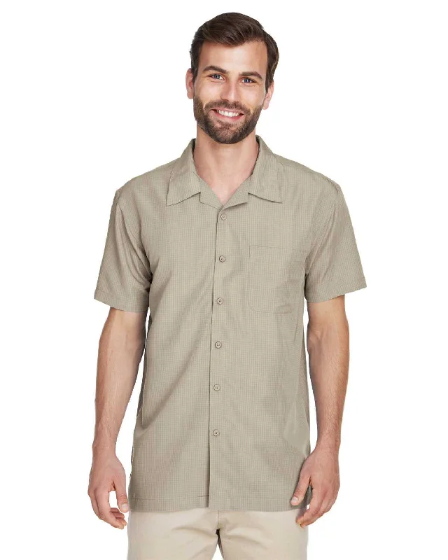 Button Down Shirts Popular-Harriton M560 Men's Barbados Textured Camp Shirt - Khaki