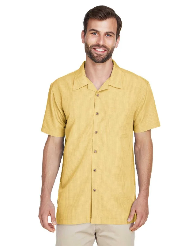 Button Down Shirts Breathable-Harriton M560 Men's Barbados Textured Camp Shirt - Pineapple