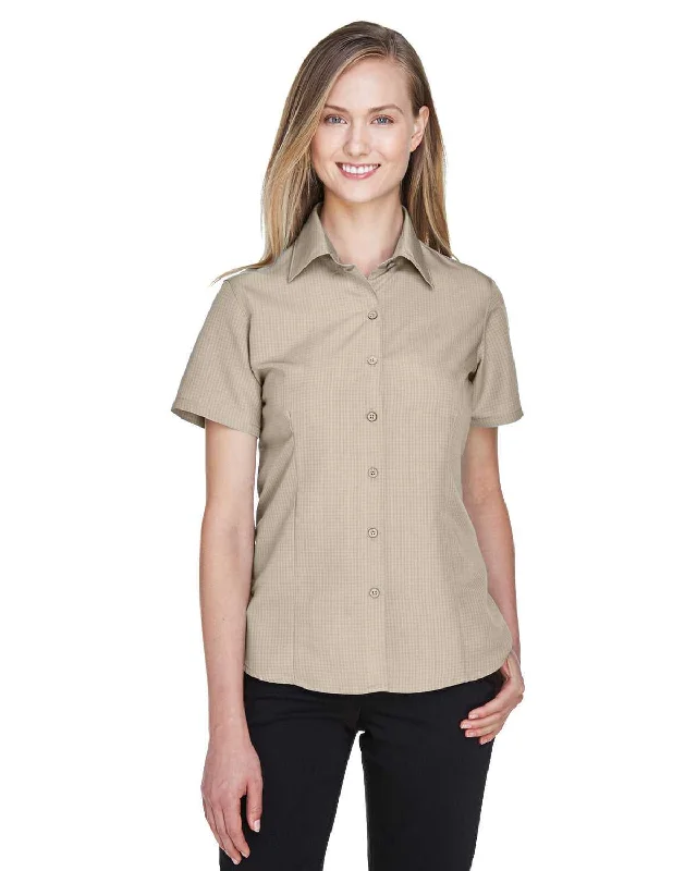 Button Down Shirts Fishing-Harriton M560W Ladies' Barbados Textured Camp Shirt - Khaki