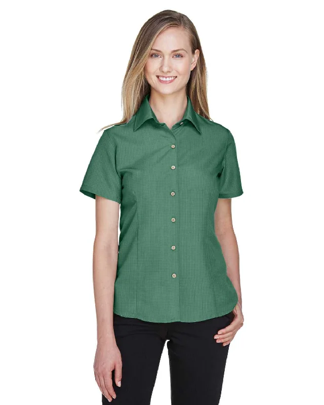 Button Down Shirts Custom-Harriton M560W Ladies' Barbados Textured Camp Shirt - Palm Green