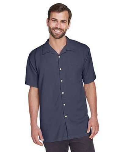 Button Down Shirts Office-Harriton M570 Men's Bahama Cord Camp Shirt - Navy