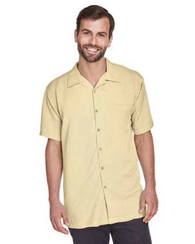 Button Down Shirts Pink-Harriton M570 Men's Bahama Cord Camp Shirt - Sand