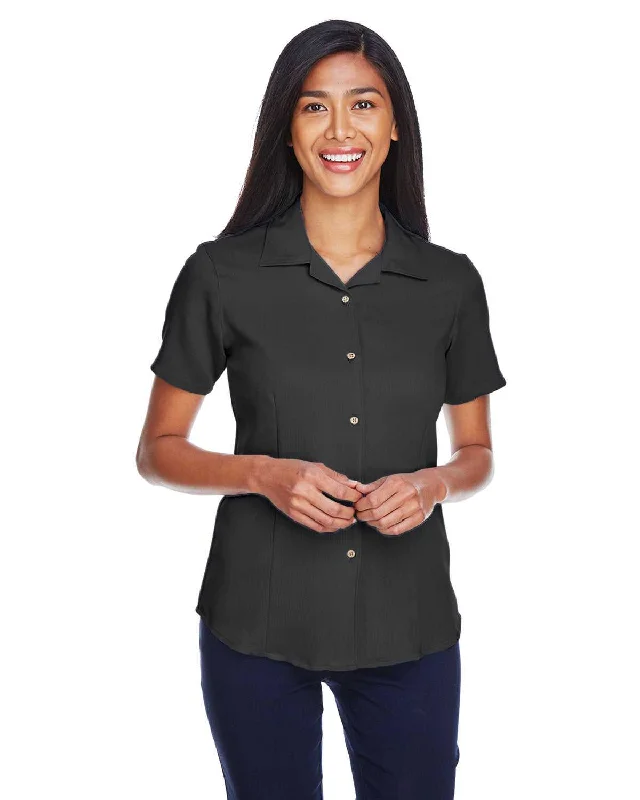 Button Down Shirts University-Harriton M570W Ladies' Bahama Cord Camp Shirt - Black