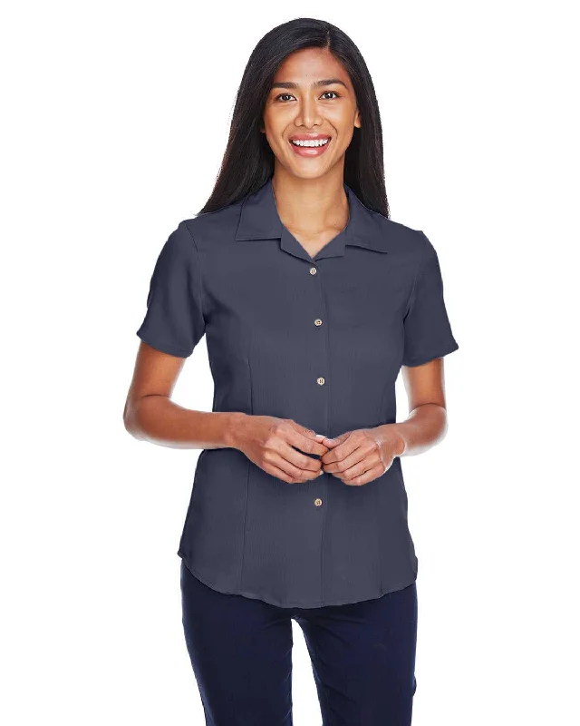 Button Down Shirts Band-Harriton M570W Ladies' Bahama Cord Camp Shirt - Navy