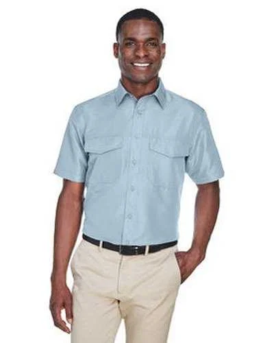 Button Down Shirts Orange-Harriton M580 Men's Key West Short-Sleeve Performance Staff Shirt - Cloud Blue