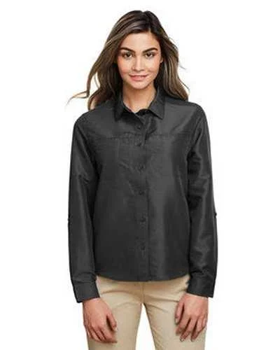 Button Down Shirts Urban-Harriton M580LW Ladies' Key West Long-Sleeve Performance Staff Shirt - Dark Charcoal