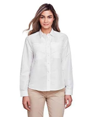 Button Down Shirts Wholesale-Harriton M580LW Ladies' Key West Long-Sleeve Performance Staff Shirt - White