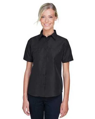 Button Down Shirts Tuxedo Style-Harriton M580W Ladies' Key West Short-Sleeve Performance Staff Shirt - Black