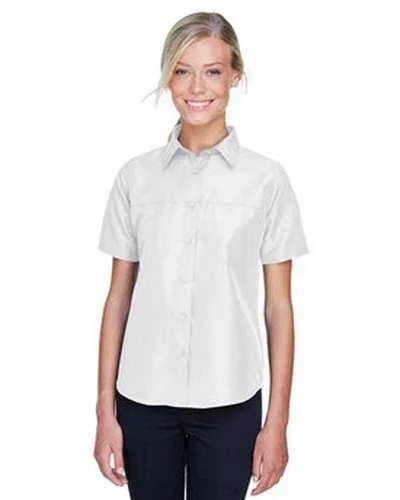 Button Down Shirts Groomsmen-Harriton M580W Ladies' Key West Short-Sleeve Performance Staff Shirt - White