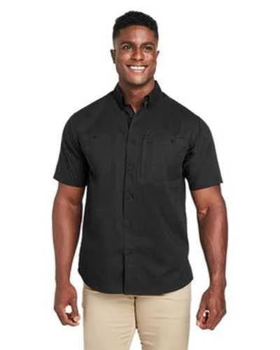 Button Down Shirts Premium-Harriton M585 Men's Advantage Il Short-Sleeve Work Shirt - Black