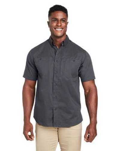 Button Down Shirts Summer Collection-Harriton M585 Men's Advantage Il Short-Sleeve Work Shirt - Dark Charcoal